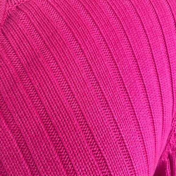 Talbots Fuchsia Pink Full Zip Sweater Cardigan Size SMALL Ribbed Knit Heavy Knit - Picture 5 of 8